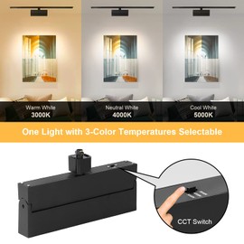 VANoopee 3-Color Dimmable LED Track Lighting Heads H Type Bright Track Light Heads Ceiling Spotlight Fixtures for Kitchen, 3000K 4000K 5000K, Flood Wide Beam 100°, Flicker Free CRI90+ Black 24W 2 Pack