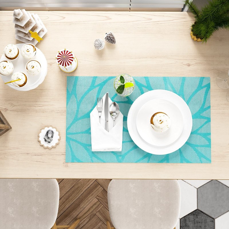 Placemats and Coaster Sets Teal Set of 6 - Woven