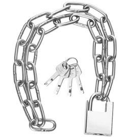 HexinYigjly 1 x 100 cm bicycle chain lock, safety chain, motorcycle lock, stainless steel chain with padlock and key for garages, doors, fences, scooter lock, theft protection