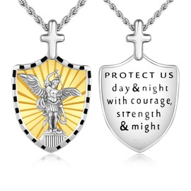 TRISHULA Saint Michael Necklace 925 Sterling Silver Saint Michael Pendant Archangel Michael Necklace Amulet Necklace Religious Jewellery Gifts for Men and Women