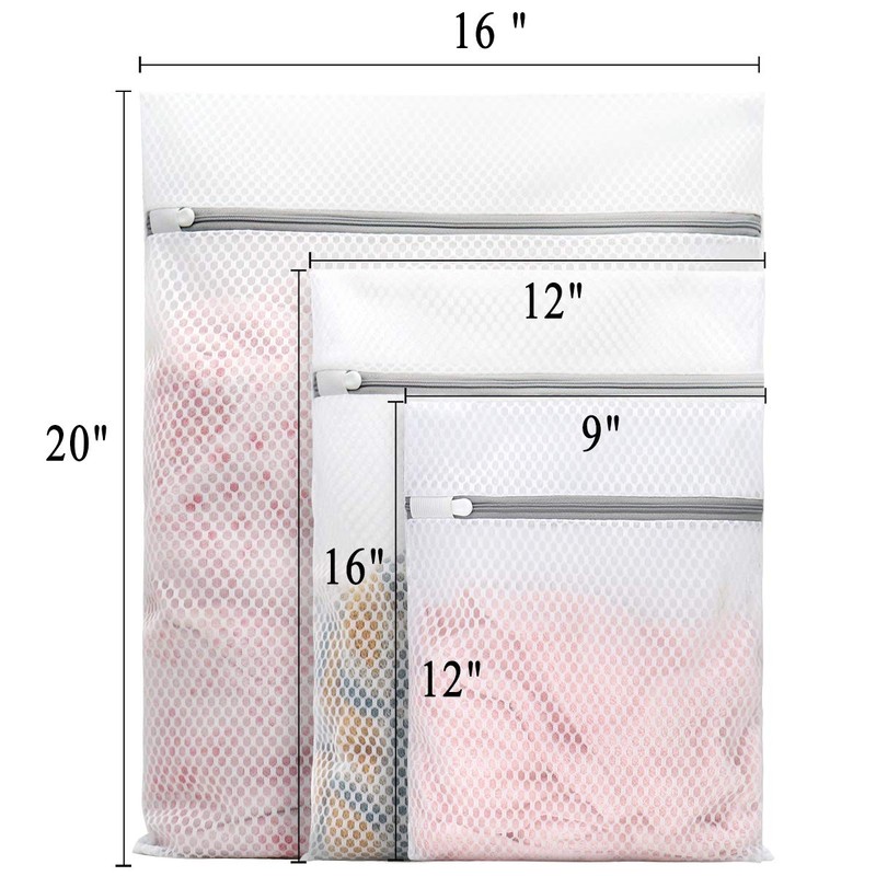 Muchfun 5Pcs Durable Honeycomb Mesh Laundry Bags for Delicates (1Large,