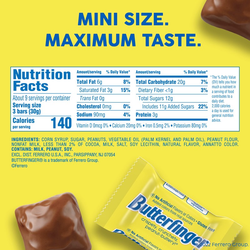 Butterfinger Chocolatey, Peanut-Buttery, Minis Individually Wrapped Candy Bars, Easter Basket