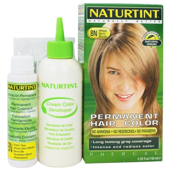 Naturtint Permanent Hair Color 8N Wheat Germ Blonde (Pack of 1), Ammonia Free, Vegan, Cruelty Free, up to 100% Gray Coverage, Long Lasting Results