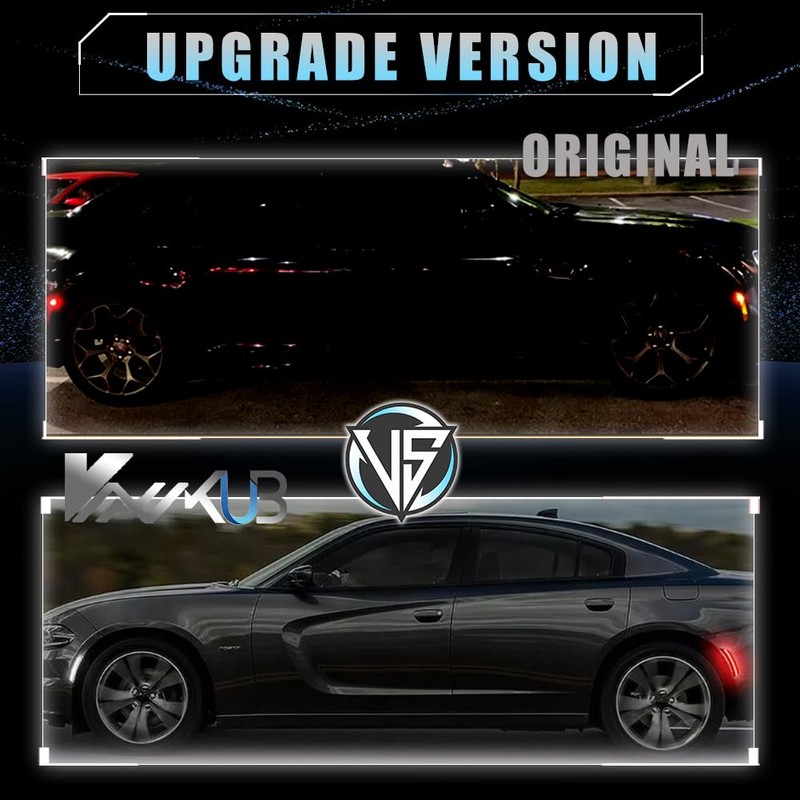 VANKUB Front & Rear LED Side Marker Lights for Dodge