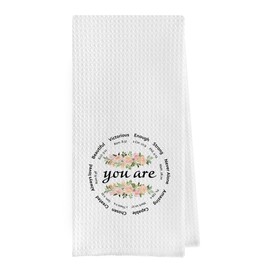 Geqtt Christian Gifts Dish Towel - Bible Verse Gifts Waffle Weave Kitchen Towels, Floral Christian Gifts for Women Hand Towels, Christian Gifts for Women Faith Tea Towels (16×24 Inches)