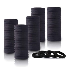 Triko Paquete de 100 Ligas para el cabello, Coleteros para Mujer, Ligas Elásticas para Cabello Grueso, Sin Costuras, Ideales como Ligas para Coleta, Suaves y Resistentes (Negro)