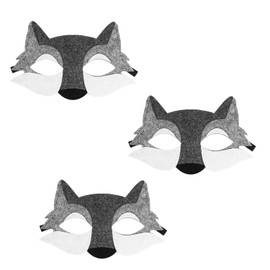 RmKbe 3 Pieces Wolf Masks Felt Half Face Animal Mask Werewolf Masquerade Mask Cosplay Costume Dress Up for Kids Party