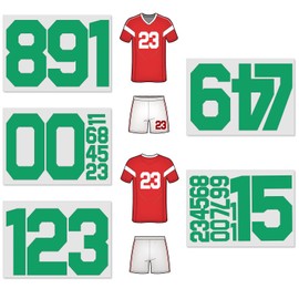 34 piezas de camiseta con números para planchar, 8 pulgadas y 2 pulgadas, números del 0 al 9 para uniforme de equipo, deportes, camisetas, sombreros, jersey, fútbol, baloncesto, béisbol (1 juego verde)