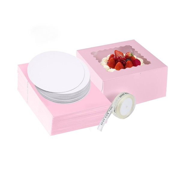 PFAMKEER PFAMKEER 48pcs 10x10x5 Inches Cake Boxes,24pcs Pink Boxes and