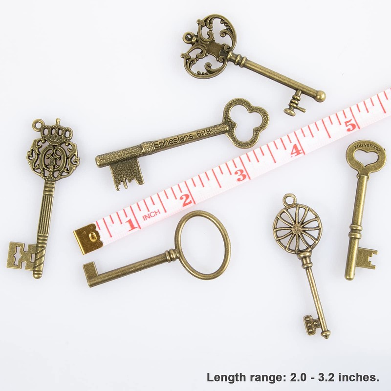 CHuangQi Vintage Skeleton Keys Set - Filigree Steampunk Antique Bronze