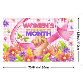 Lofaris Pink Buffalo Check Plaid Women's History Month Banner - Women's History Month Party Decorations, Happy Women's History Month Poster, Classroom & Home Decor, International Women's Day Supplies