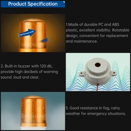 GKEEMARS Industrial Signal Alarm Tower Lamp LTE-1101J AC 110V, LED Rotating Strobe Warning Light with Buzzer for Emergency (Yellow)