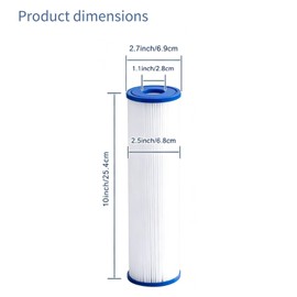 20 Micron 10" x 2.5" Water Filter Replacement Pleated Sediment Filters for Well Water, Universal Replacement for RO Unit, Fits Ice Pod Cold Plunge Water Chiller, Cold Plunge Filters (6 Pack)
