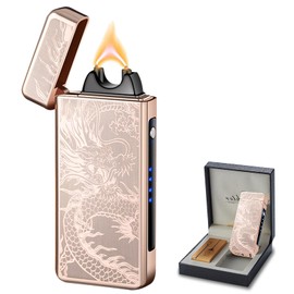 COMANYI Rechargeable Electric Lighter - Plasma Arc Candle Lighter, Dragon Torch, Windproof with LED Power Display for Camping, Hiking, Traveling (GoldDragon)