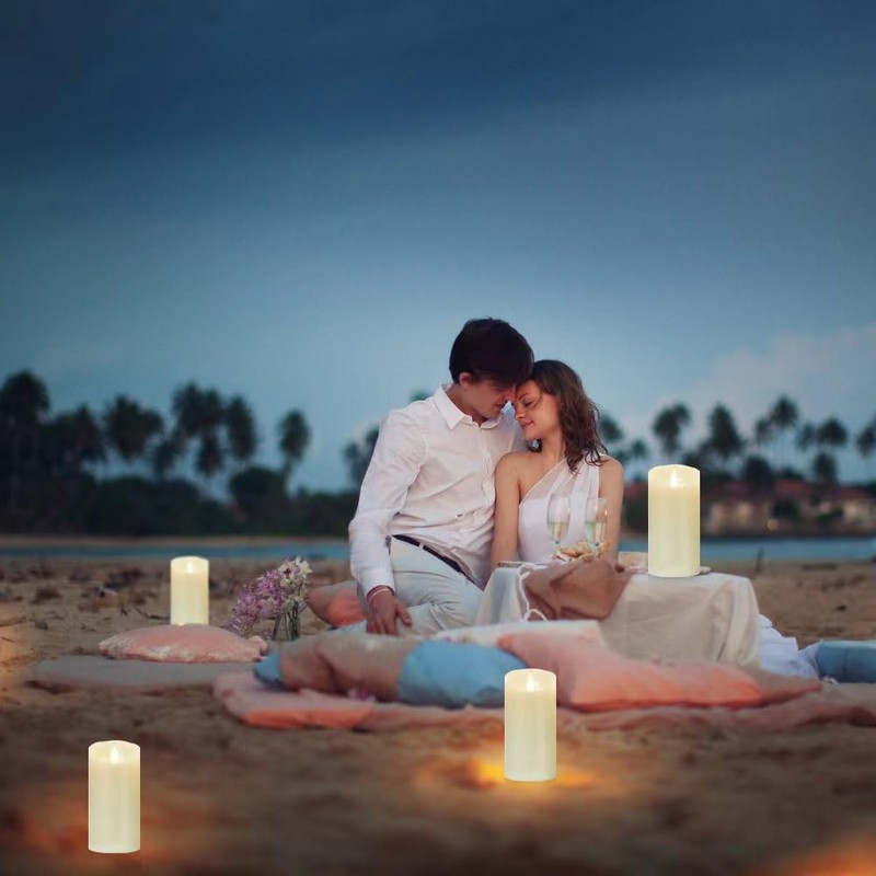 Nancia Flameless Battery Operated Flicking Candles:Remote Control Realistic Wax Pillar