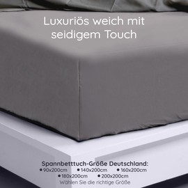 Bed Sheet Grey | Fitted Sheet 140 x 200 cm | Bamboo Fibres | Allergy Sufferers Duvet Cover Set | Cool Bed Sheet | Winter and Summer Fitted Sheet | Breathable Bed Linen Bambaw