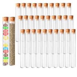 YFLeomry Pack of 30 Test Tubes with Corks, 20 x 150 mm Test Tube, Plastic Vase, Test Tubes for Flowers, Decoration, DIY, Candy, Spices, Liquids