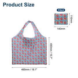 sourcing map Reusable Grocery Bags, 1Pcs Printed Washable Shopping Totes with Handles, Foldable Large Cloth Grocery Bag for Shopping, Camping and Traveling (Watermelon)