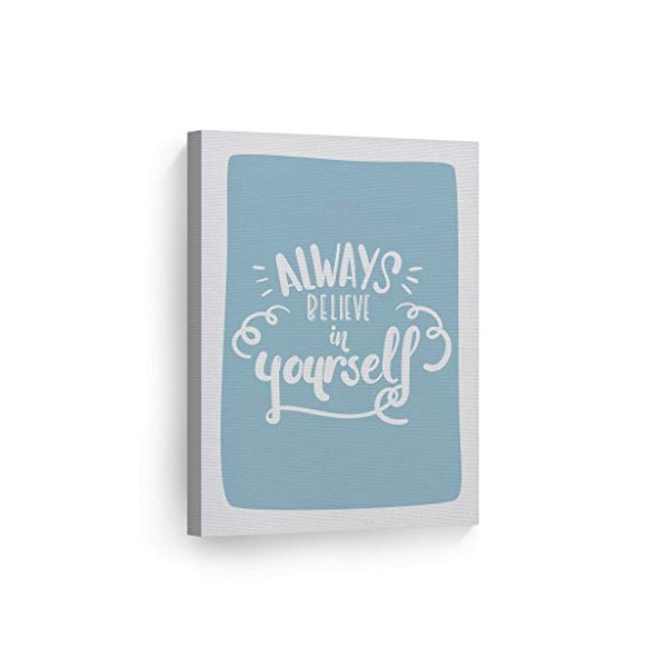 Smile Art Design Always Believe in Yourself Lettering Blue Background