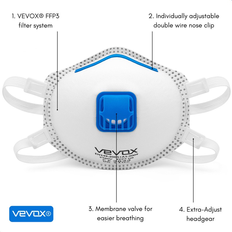 VEVOX® FFP3 Respirators - Set of 10 - with Comfort