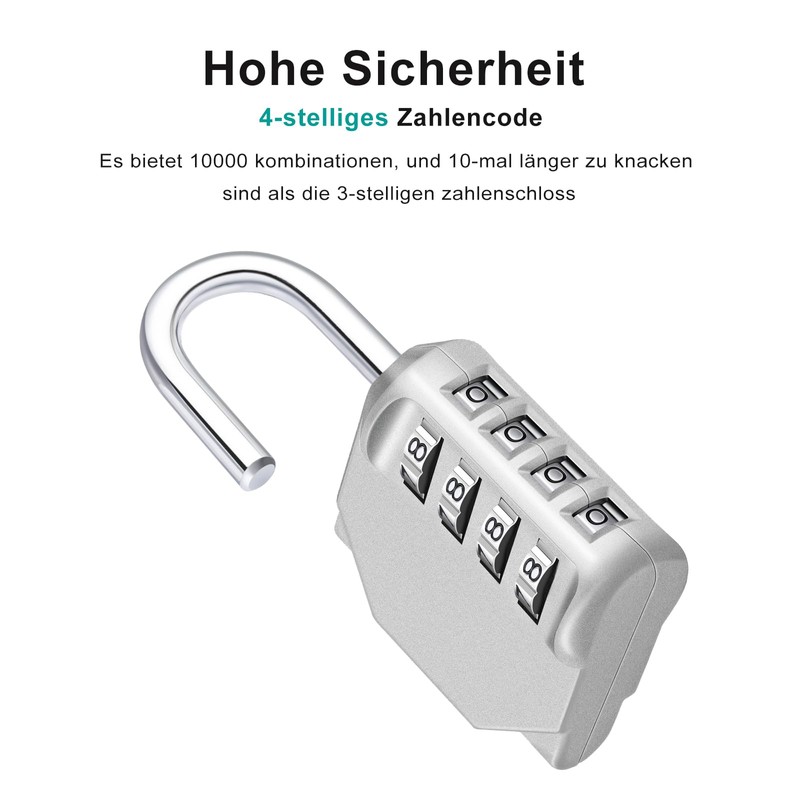 ZHEGE Padlock Combination Lock, 4-Digit Lock for Gym Locker, Tool