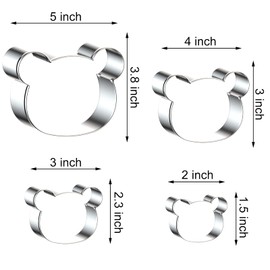 Teddy Bear Head Cookie Cutter Set Large - 5", 4", 3", 2" - 4 Piece Polar Bear, Koala, Panda Face Cookie Cutters - Stainless Steel