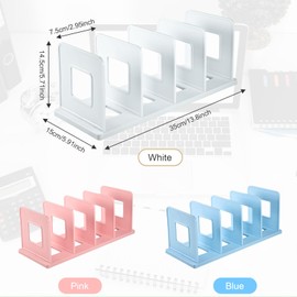 Elezeal Adjustable Book Holders, Heavy Duty File Rack, Free Adjustment Durable Bookend Book Ends for Shelves, Large Capacity File Sorter Organiser Handbag Clutch Bag Divider for School, Home, Office