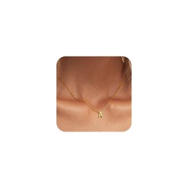 Goldegg Initial Necklace for Women, 14K Gold Plated Letter A Initial Necklace Tiny Gold Initial Letter Pendant Choker Necklaces for Women Gold Jewelry Gifts