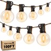 100FT LED Outdoor String Lights Patio Light with 52 Shatterproof