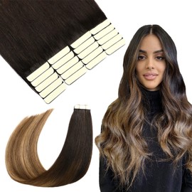 SURNEL Tangle Free, Tape-In Real Hair Extensions, 50 g, 20 Inches, Colour 1B/4/27 Dark Roots to Blonde Balayage, Tape-In Real Hair, 20 Pieces, Double Weft, Tape in Hair (Tape #1B/4/27-50 cm)