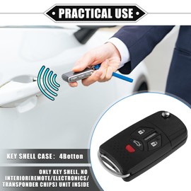 VekAuto 4 Button Keyless Entry Remote Key Shell Cover Compatible for Mitsubishi Eclipse 2007-2010, Durable Black Key Shell with Blade No Chip