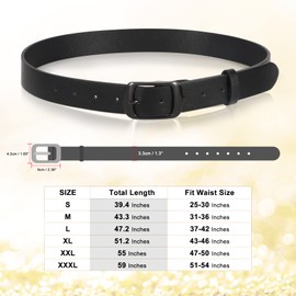 2 Packs Women Leather Belts for Jeans Fashion Leather Ladies Waist Belt Black Small