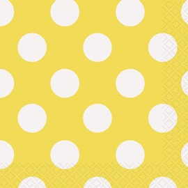 Yellow Polka Dot Beverage Napkins, 16ct