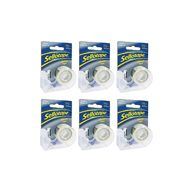 Sellotape Set of 6 Clever Dispensers with Six Rolls of