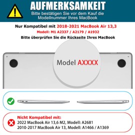 NJIAONE Case Compatible with MacBook Air 13 2021 2020 2019 2018 (Model: A2337 M1 / A2179 / A1932), Protective Case Hard Case Plastic for MacBook Air 13.3 Touch ID - Grey