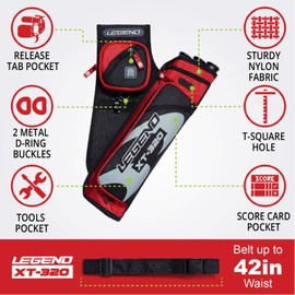 Legend XT320 Recurve Bow Hip Quiver - 3 Tube Cases for Arrows - Archery Accessories for Adults