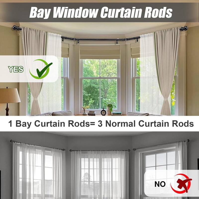 Nicecho U Shape Heavy Duty Curved Curtain Rods adjust to