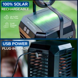 Rogue 2 in 1 Solar Bug Zapper Outdoor and Bug Zapper Indoor Plug in for Mosquito, Fly, Solar Powered & USB-C Rechargeable Camping Lantern, LED Flash Light, High Voltage, Trap Safe for Pets & Kids