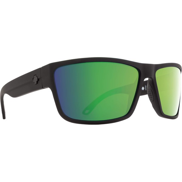 Spy Optic Rocky Rectangular Sunglasses, Soft Matte Black/Happy Bronze Polar/Green Spectra, 1.5 mm