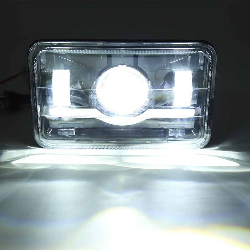 Truck Front Square LED Headlight with High Low Beam DRL