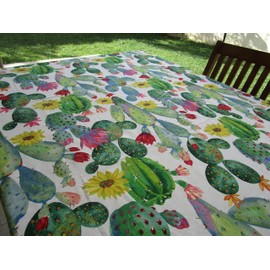 PAGO POCO Rectangular tablecloth with cactus motif, size 140 x 180 cm, 100% cotton, made in Italy.