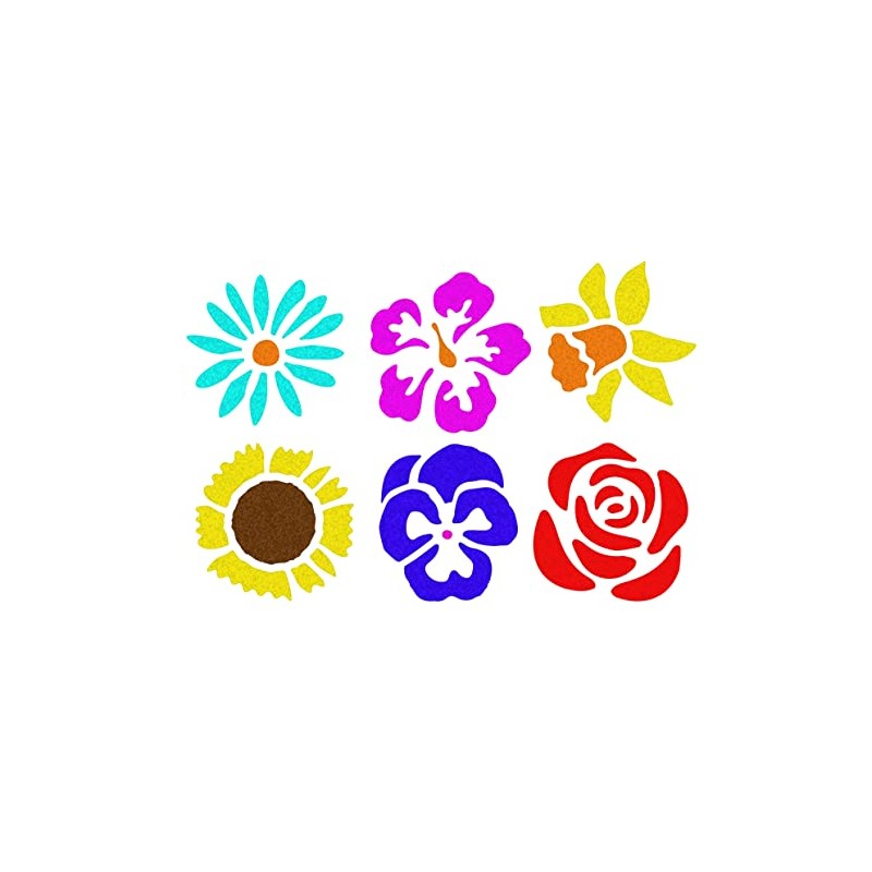 Washable Plastic Stencils | Flowers Themed | Pack of 6