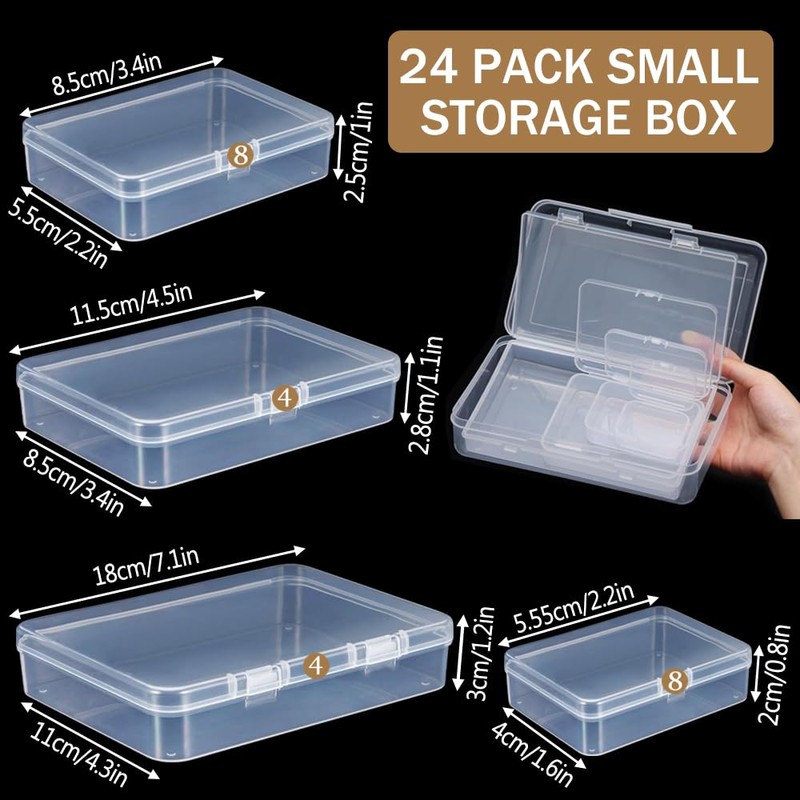 Lighterday Rectangular Plastic Box with Lids in Mixed Sizes, Pack