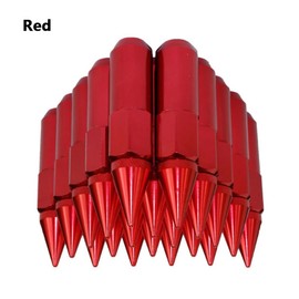 KACEPAR Extended Tuner Aluminum Wheels Rims Lug Nuts, M12X1.5 Extended Tuner Aluminum 90mm/3.54in Wheels Rims Lug Nuts with Spike, Red