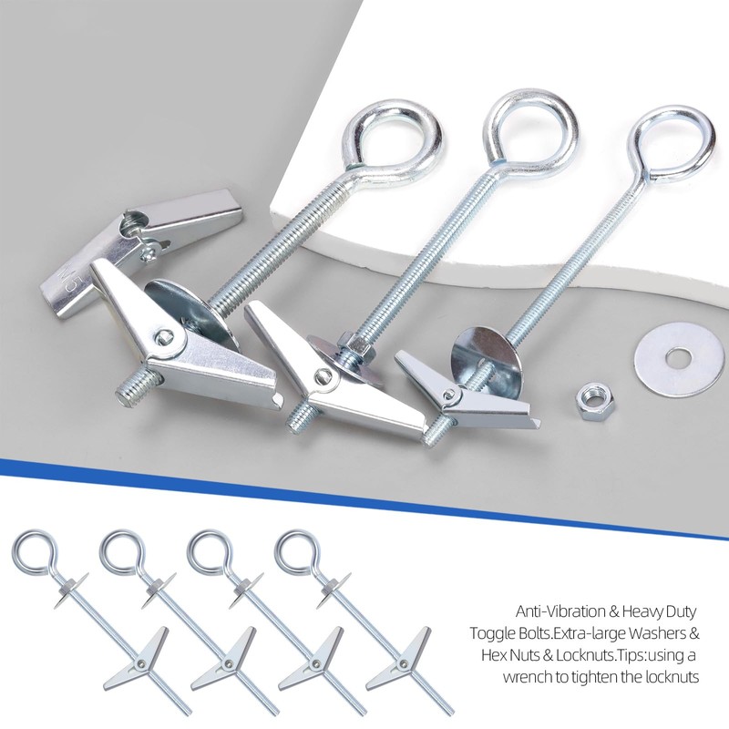 Glarks 15pcs M4 O-Shaped Eye Bolt Toggle Anchors Set for