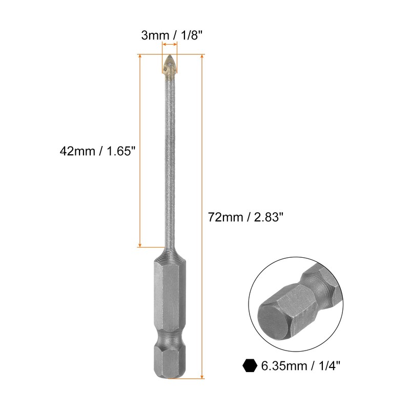 sourcing map 12pcs Concrete Masonry Drill Bits 3mm (1/8") Tungsten