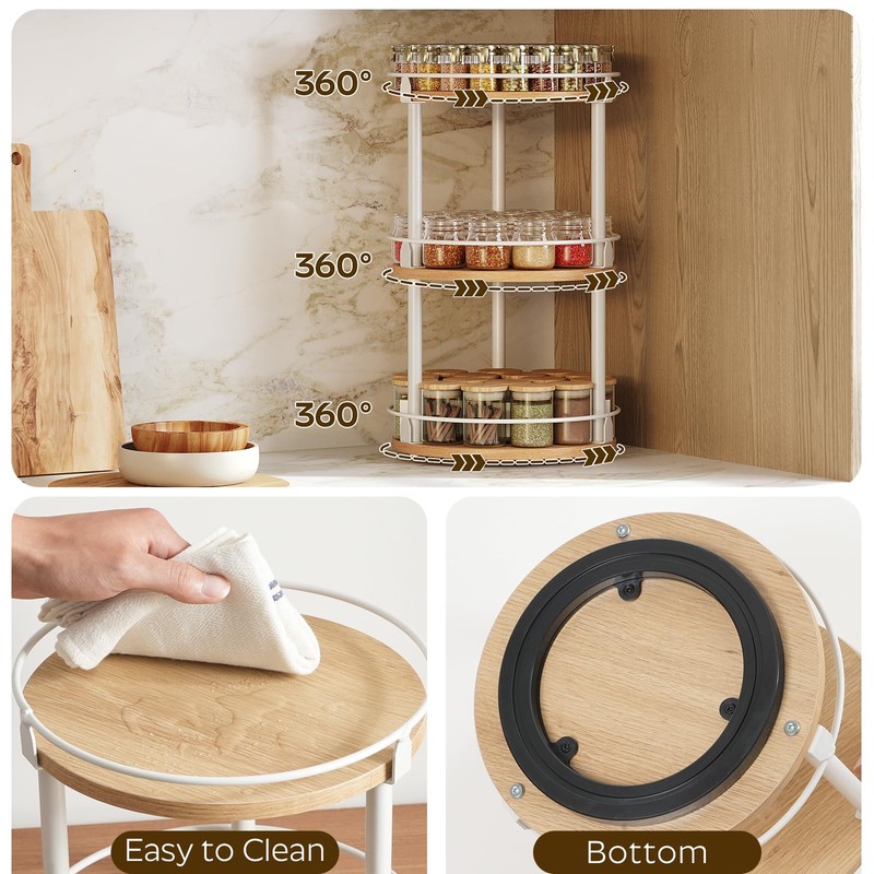 YATINEY 3-Tier Lazy Susan Organizer, Rotating Spice Rack, Spinning Organizer,