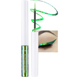 Chameleon Glitter Eyeliner Liquid - 1Pcs Green Metallic High-Pigmented Colored Makeup Glitter Pen for Eye Liner Eyeshadow, Smudge-proof, Ultra-Fine Tip Multichrome Eyeliner, Gift for Women Girl- 02#