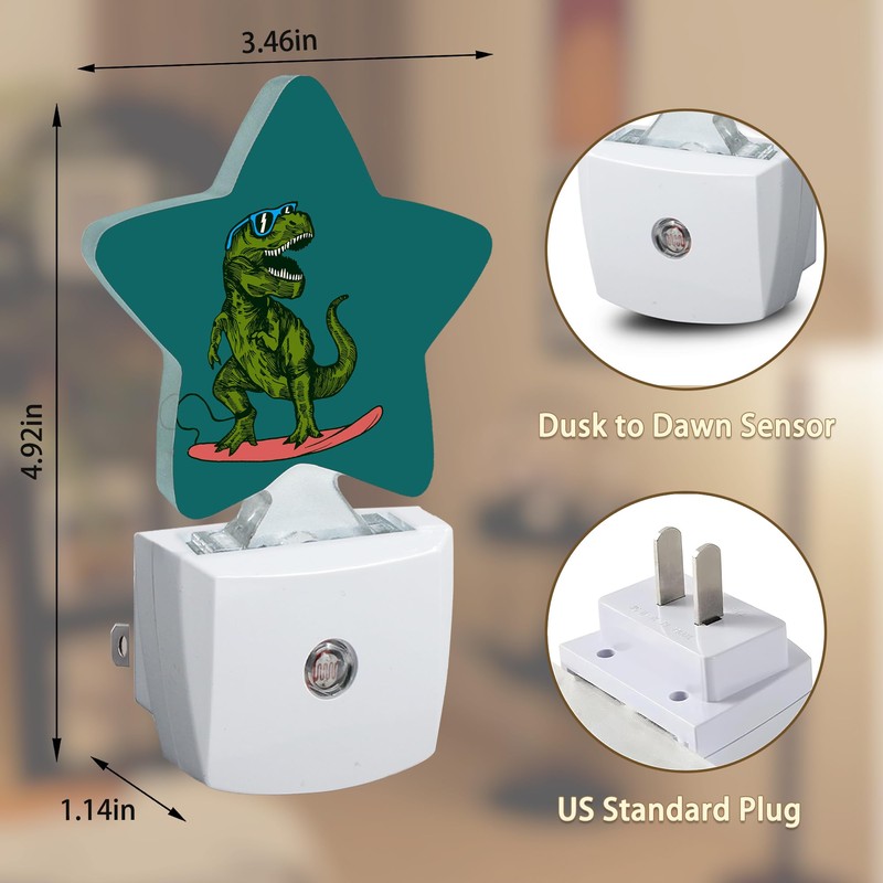 Losthll Dinosaur Green Night Light Plug-in Dusk to Dawn Smart