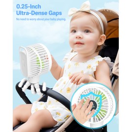 ECLIP Portable Stroller Fan, LED Display, 4 Speeds, Flexible Tripod Clip On Fan Blow Cold Air, 30dB Quiet Handheld Desk Cooling Baby Fan for Car Seat Crib Bike Treadmill (3 Inches White)